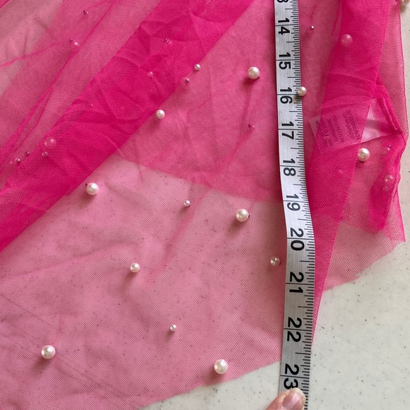 Pink Lily Hot Pink Sheer Cover-Up with Faux Pearls - Picture 7 of 7